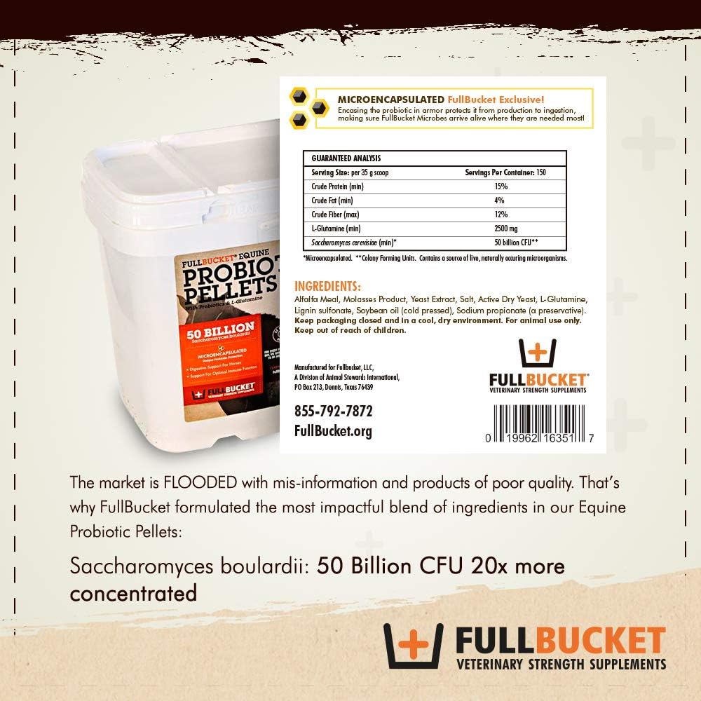 Concentrated Equine Probiotic Pellets with Saccharomyces boulardii - 50 Billion CFUs - 150 Servings for Stressed or Digestive Issue Horses