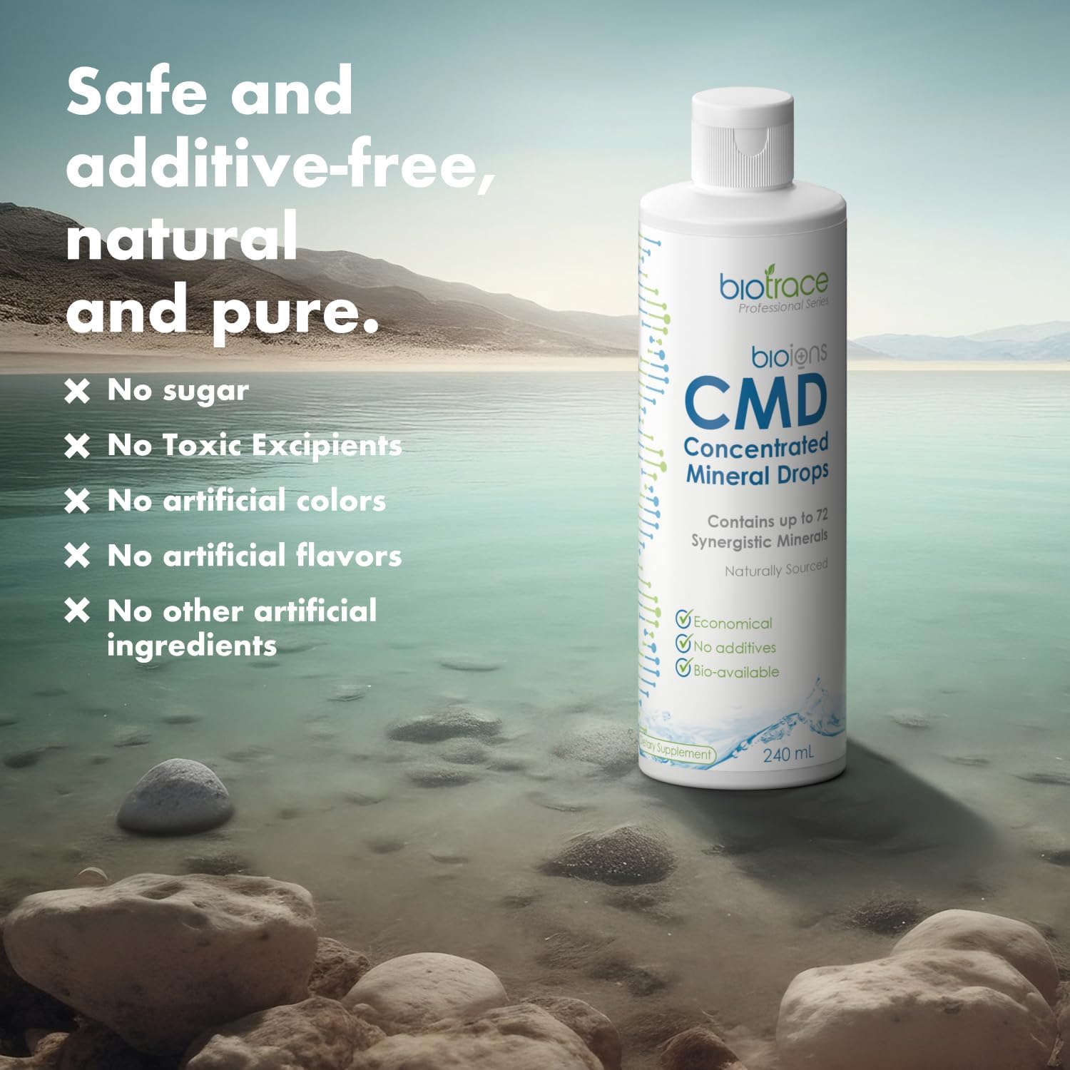 Concentrated Ionic Liquid Magnesium Drops with 72+ Trace Minerals from Dead Sea - Energy, Electrolytes, Hydration - Low Sodium - 96 Day Supply - 8 fl oz