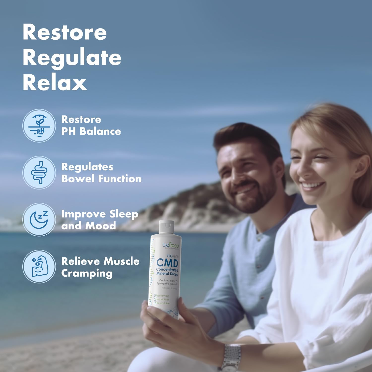 Concentrated Ionic Liquid Magnesium Drops with 72+ Trace Minerals from Dead Sea - Energy, Electrolytes, Hydration - Low Sodium - 96 Day Supply - 8 fl oz