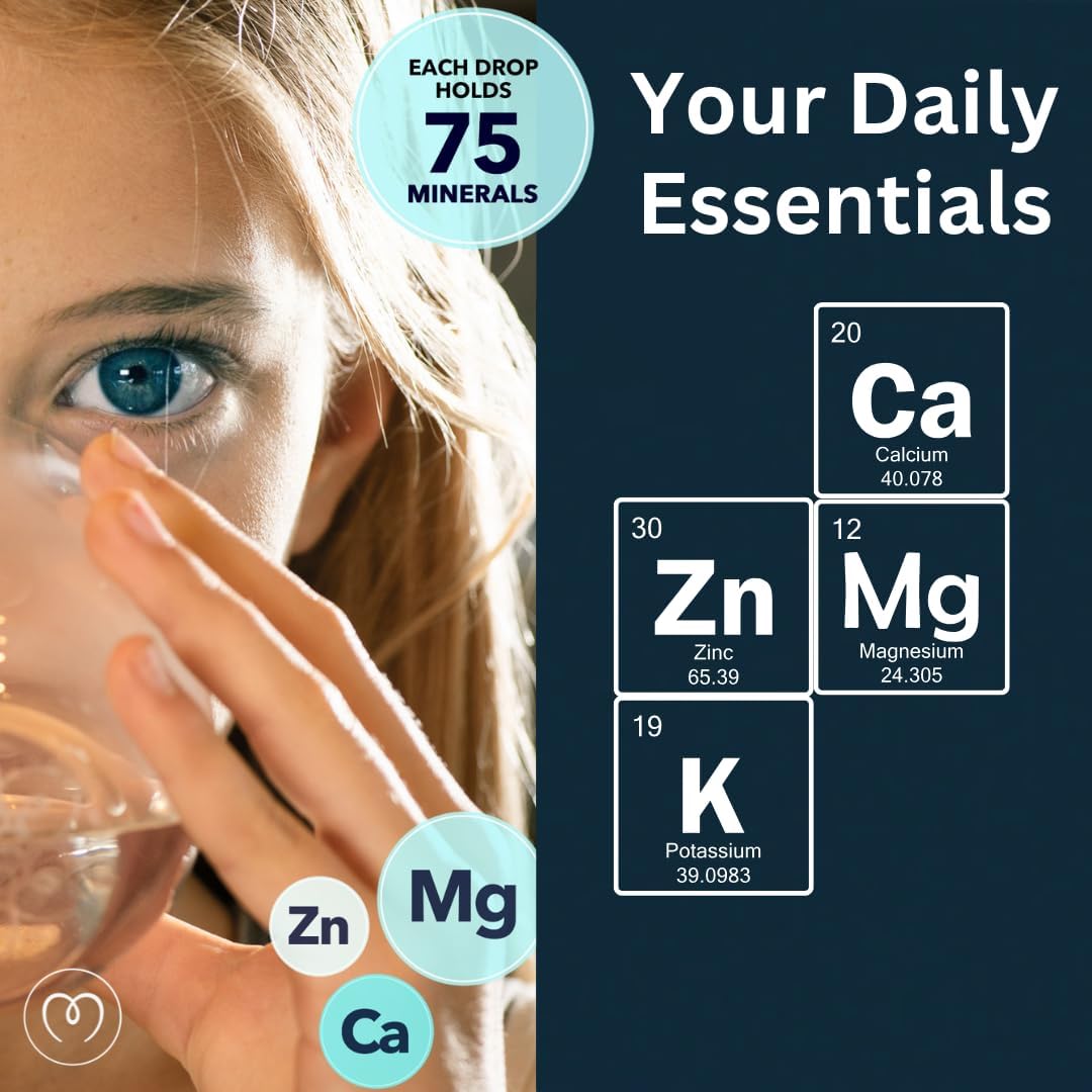 Concentrated Ionic Trace Mineral Drops with Magnesium, Sodium, and Essential Electrolytes for Immune Support and Alkaline Water (1 oz)