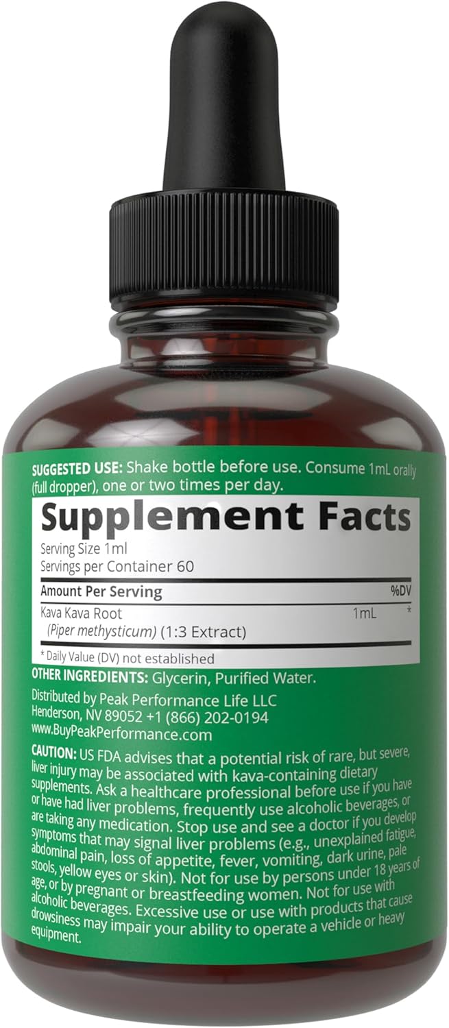 Concentrated Kava Kava Root Extract Liquid Drops - 1:3 Extraction Ratio for Relaxation & Sleep - Vegan & Gluten Free - USA Tested Tincture