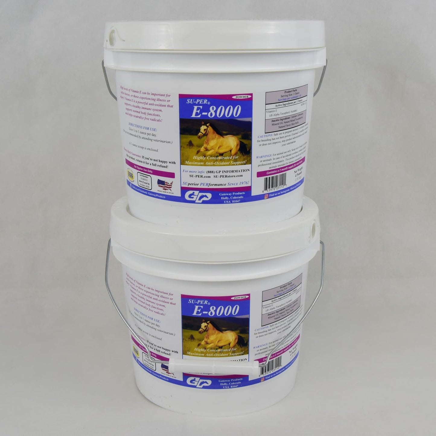 Concentrated Vitamin E Supplement for Performance Horses - SU-PER E 8000 Antioxidant - 4 Pounds (2 Pack)