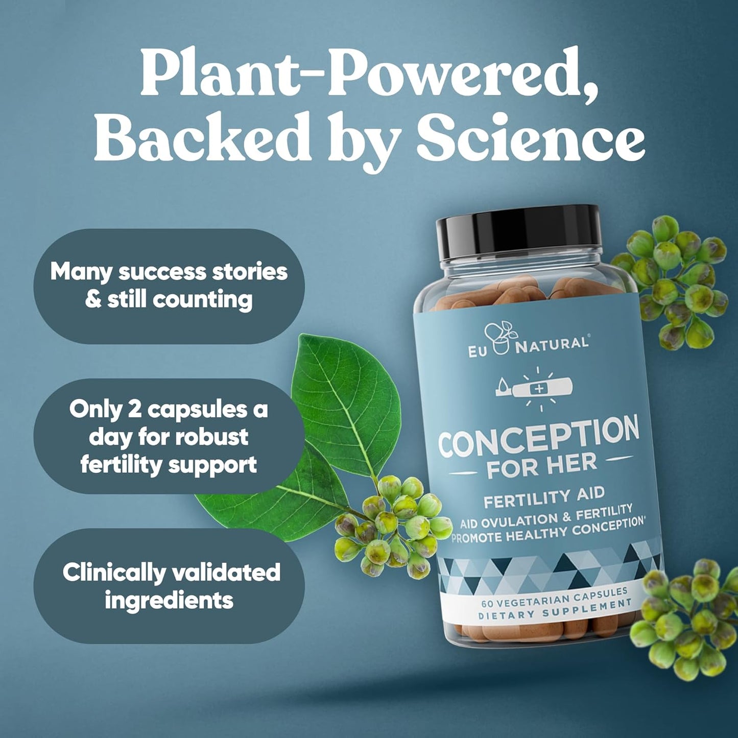 Conception Fertility Supplements for Women - Prenatal Vitamins - Promote Hormone Balance, Ovulation Aid - Myo-Inositol, Folate, Vitex - 120 Capsules