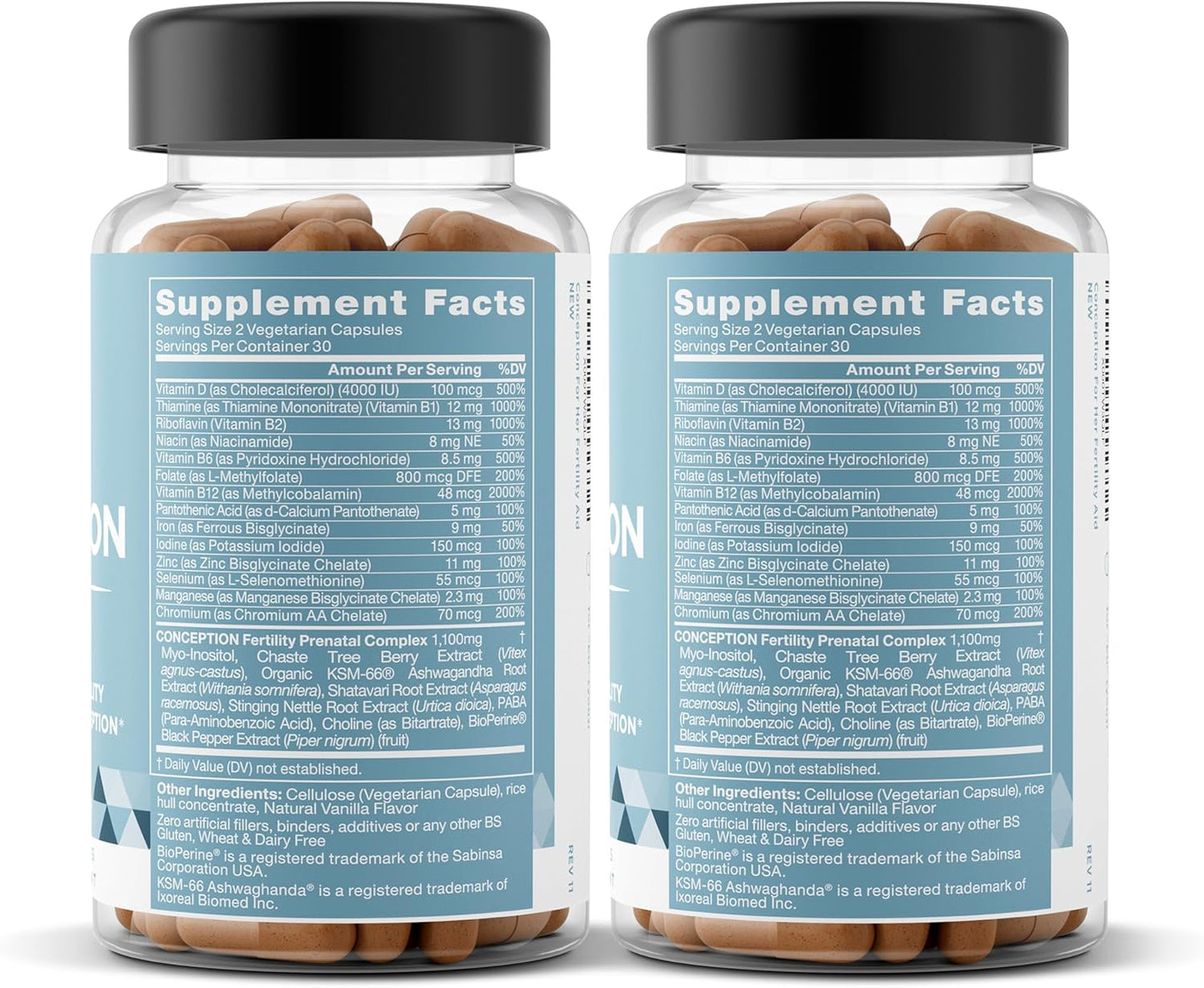 Conception Fertility Supplements for Women - Prenatal Vitamins - Promote Hormone Balance, Ovulation Aid - Myo-Inositol, Folate, Vitex - 120 Capsules