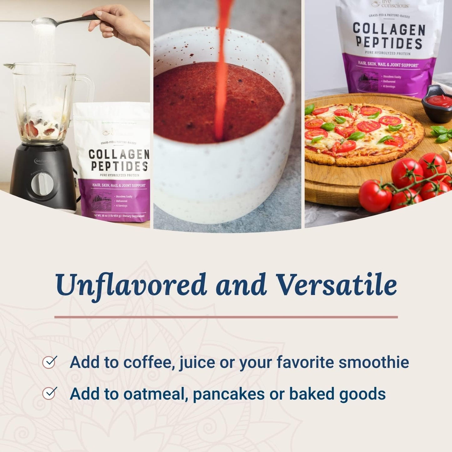 Conscious Beauty Collagen Peptides & Mushroom Superfood Coffee Alternative Powder for Hair, Skin, Nails, and Joints