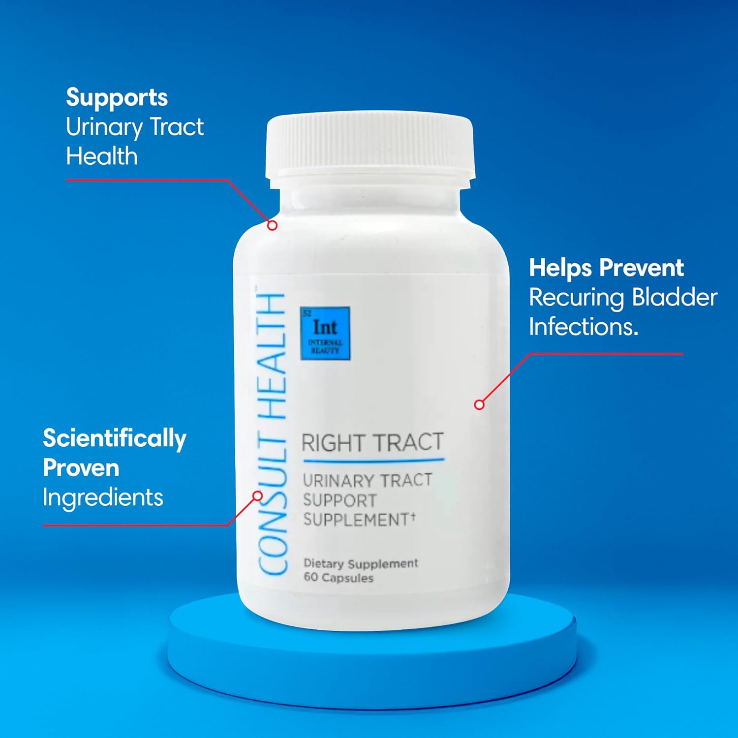 Consult Health RIGHT TRACT Cranberry Supplement - Prevent UTI - D-Mannose Pills with 50:1 Concentrate - Natural Extract - 25,000mg - 60 Count