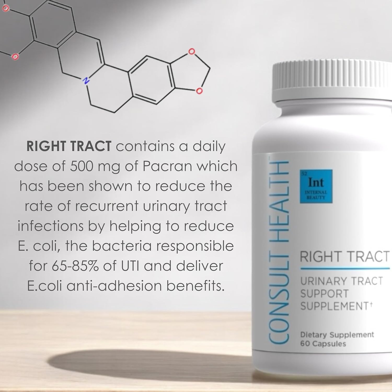 Consult Health RIGHT TRACT Cranberry Supplement - Prevent UTI - D-Mannose Pills with 50:1 Concentrate - Natural Extract - 25,000mg - 60 Count
