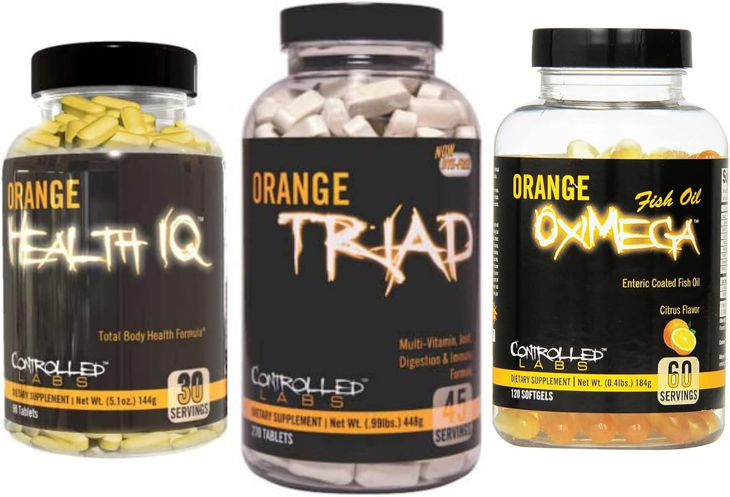 Controlled Labs Ultimate Health Bundle: Orange Triad, Health IQ, and Oximega Fish Oil - Muscle Building and Recovery Support for Men and Women
