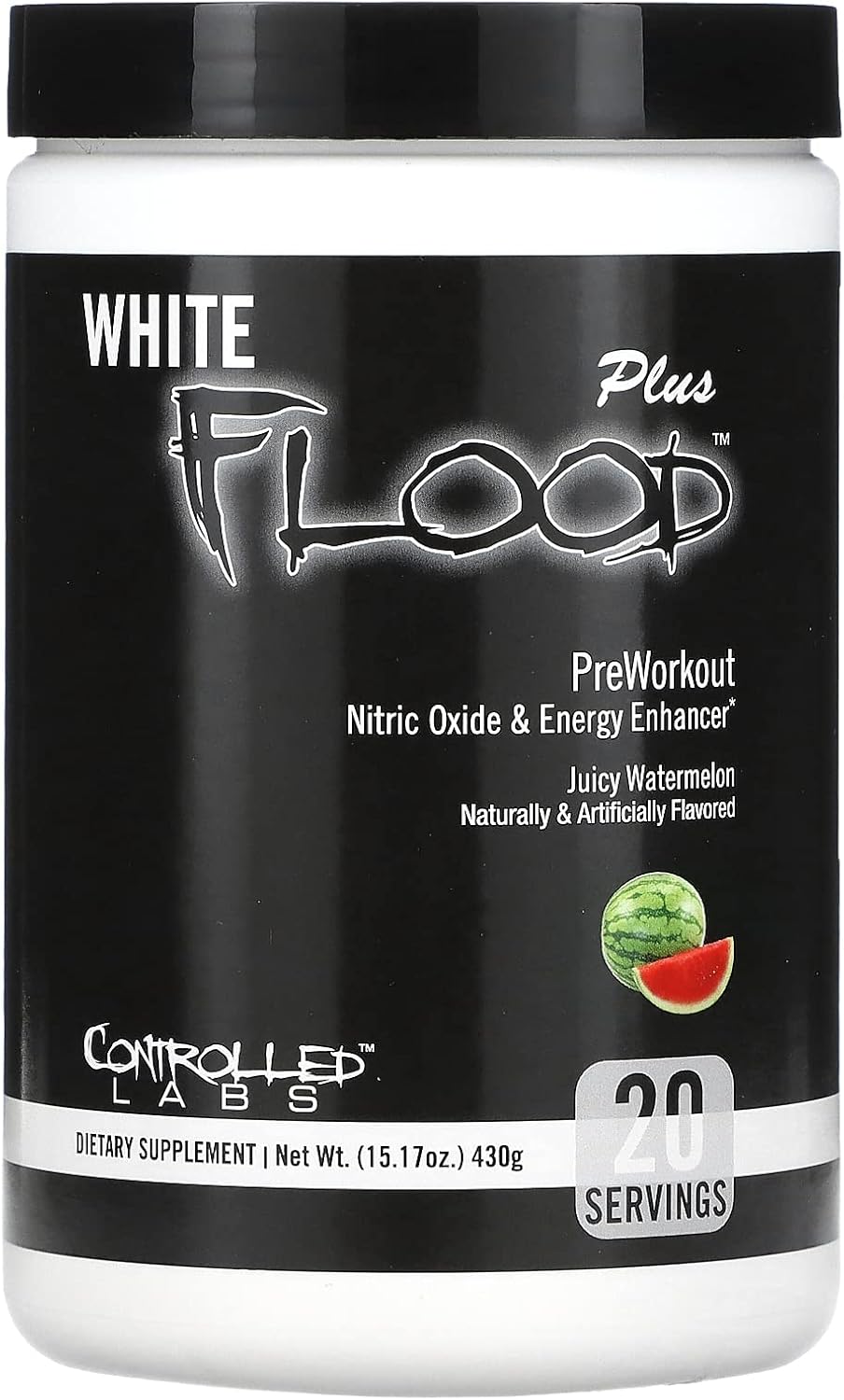 CONTROLLED LABS White Flood Plus - Juicy Watermelon Flavor - 20 Servings - Workout Optimizer for Endurance & Nitric Oxide Boost
