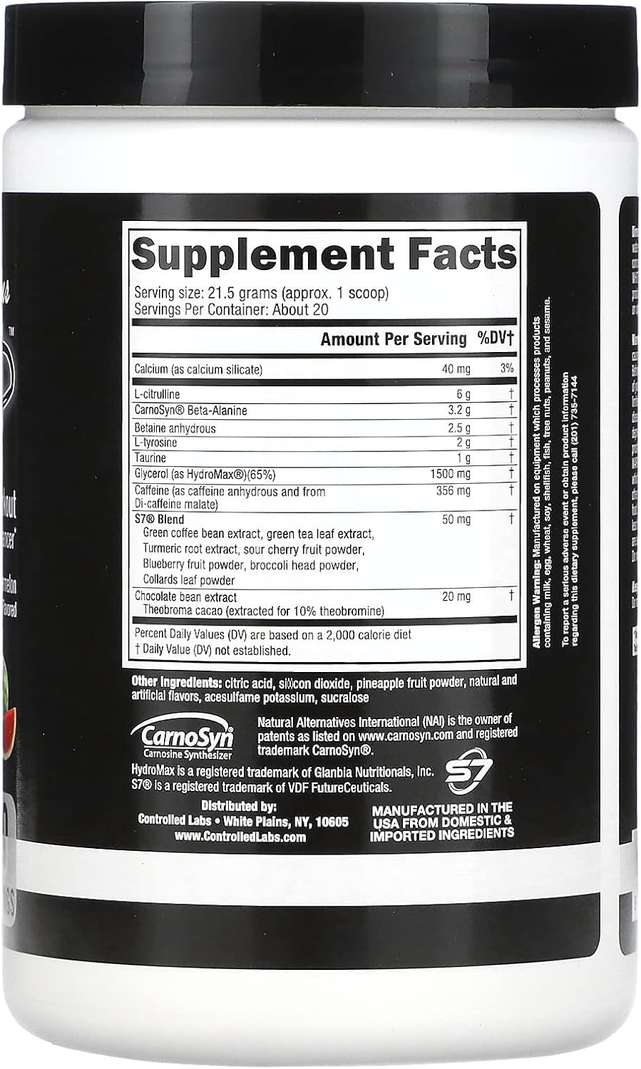 CONTROLLED LABS White Flood Plus - Juicy Watermelon Flavor - 20 Servings - Workout Optimizer for Endurance & Nitric Oxide Boost