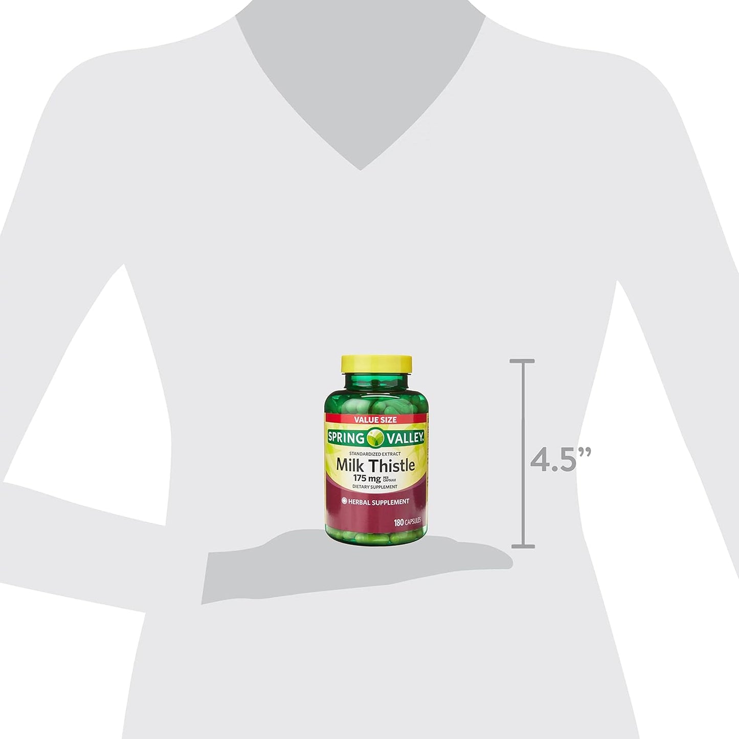 Convergence Spring Valley Milk Thistle Supplement 175mg, 180 Count Value Size - Gluten-Free & Non-GMO