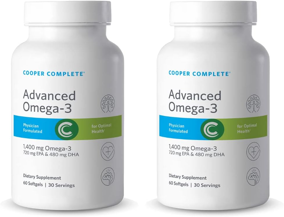 Cooper Complete Advanced Omega-3 Fish Oil Supplement, 1400 mg EPA + DHA, 60 Softgels x 2 Bottles.
