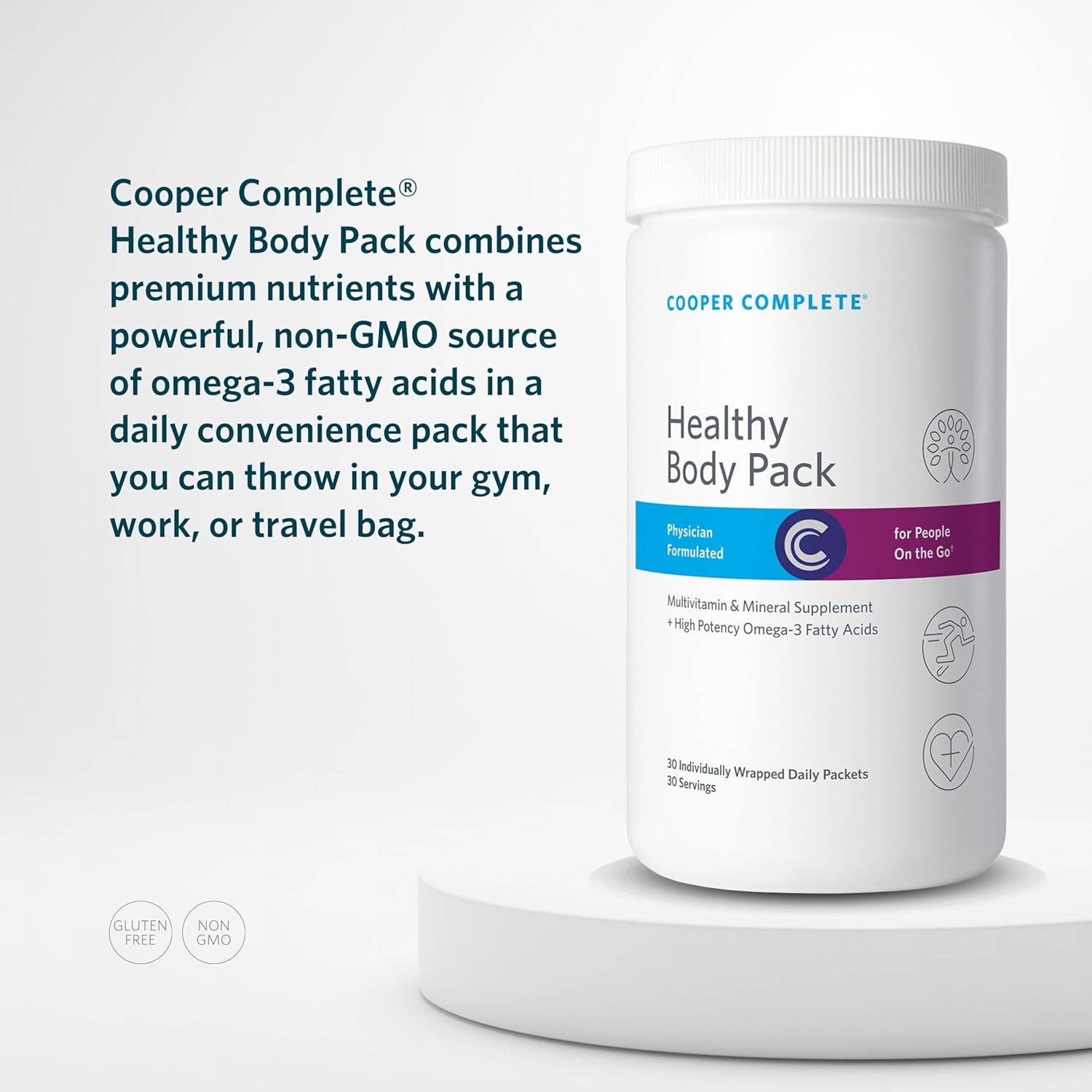 Cooper Complete Healthy Body Pack with Multivitamin & Omega-3 Fish Oil - 60 Packets Total