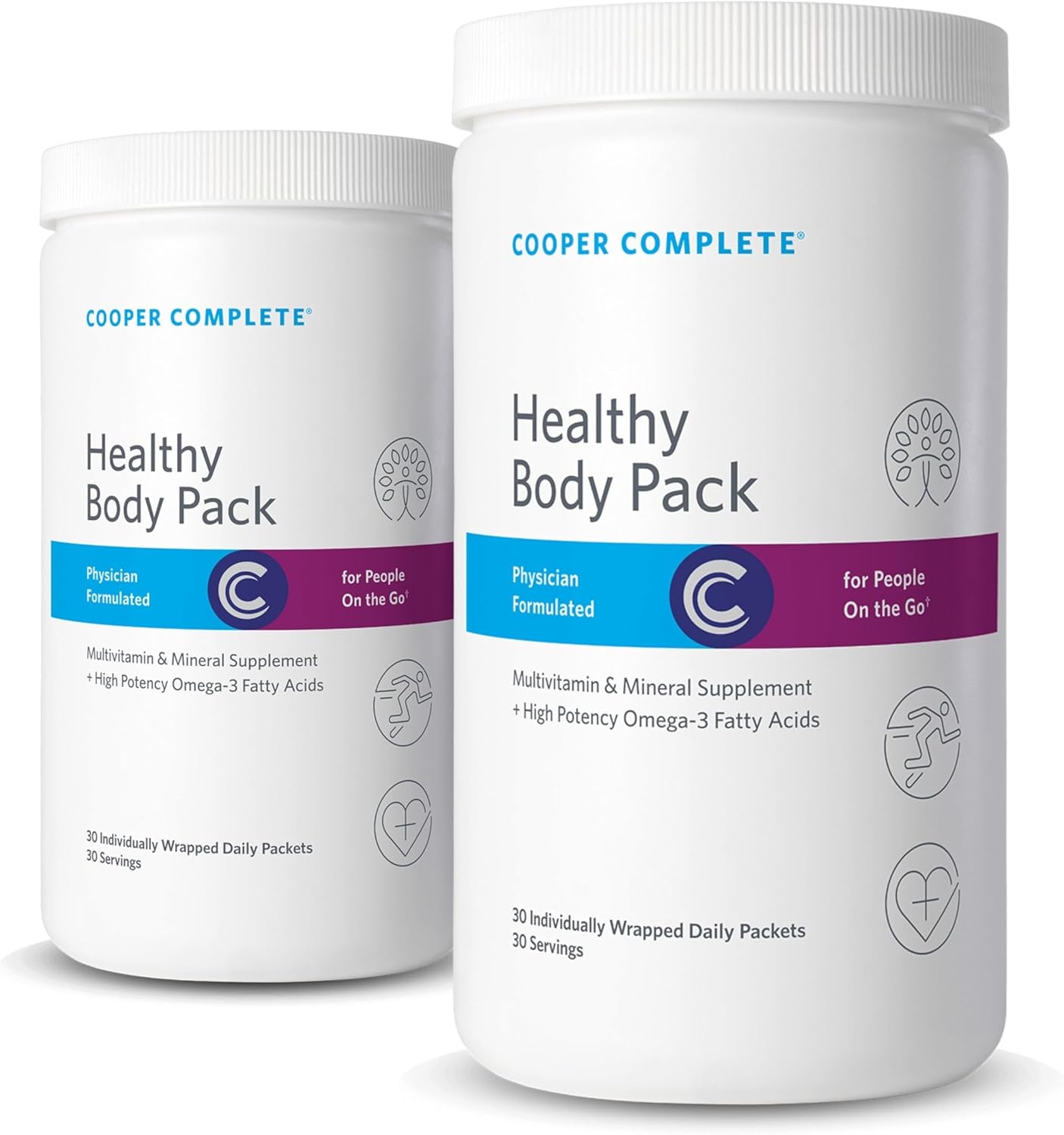 Cooper Complete Healthy Body Pack with Multivitamin & Omega-3 Fish Oil - 60 Packets Total