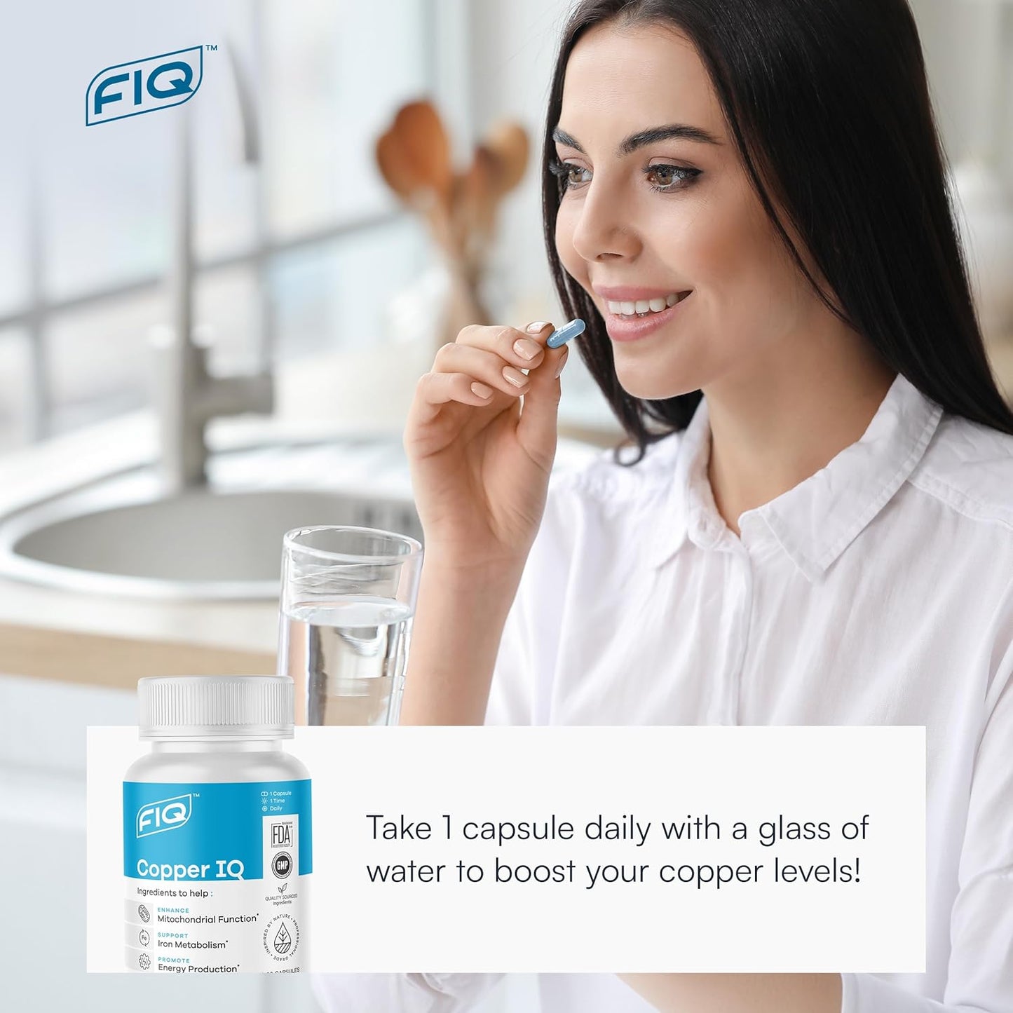 Copper Bisglycinate Supplements for Energy & Mitochondrial Support - High Absorption Chelated Copper - 60 Capsules