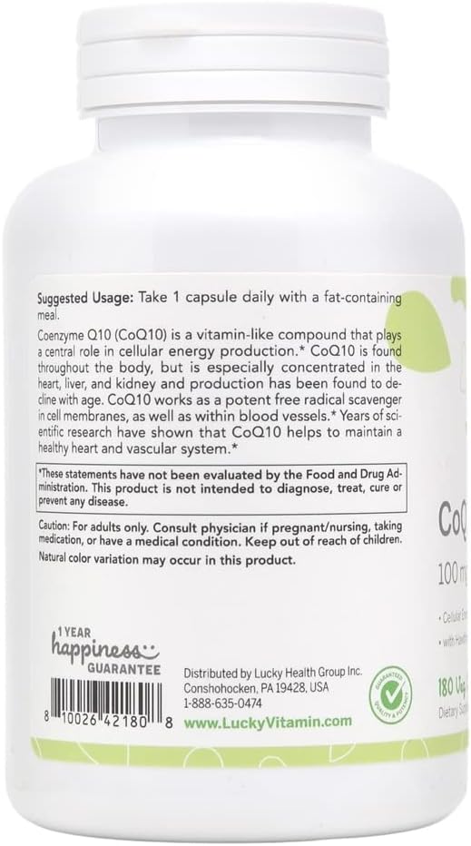 CoQ-10 with Hawthorn Berry 100 mg - 180 Vegetable Capsules from Lucky Vitamin