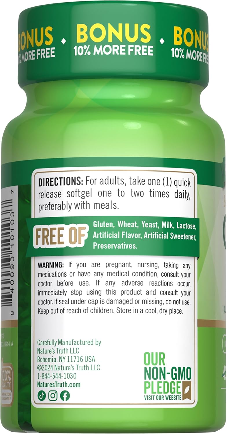 CoQ10 200 mg Softgels with Black Pepper Extract | Enhanced Absorption | Non-GMO, Gluten Free | 50 Count