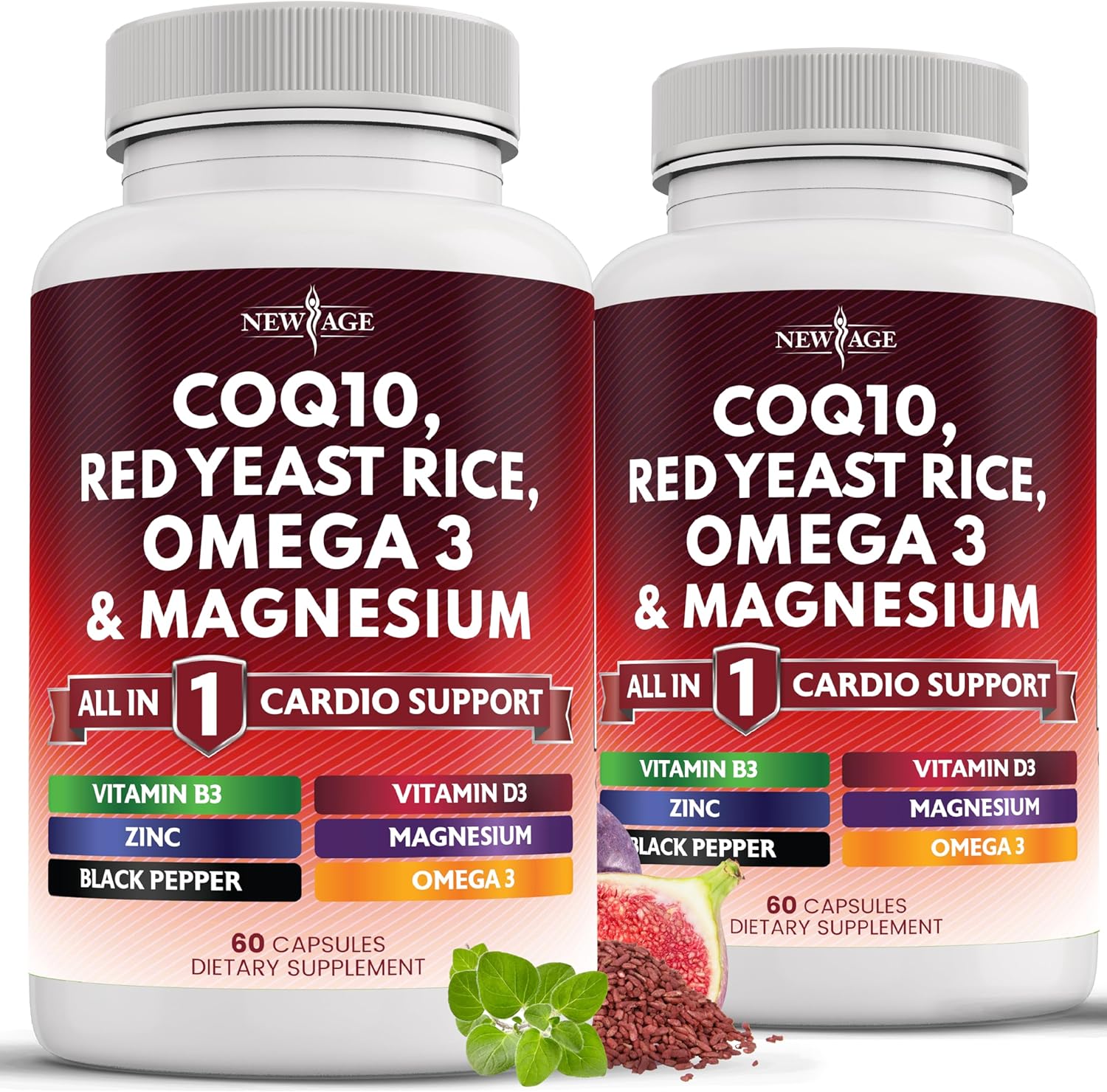 CoQ10 200mg with Red Yeast Rice, Omega 3-6-9, Magnesium, Zinc, Vitamin K2 D3 - 120 Count - Vitamins for Women and Men