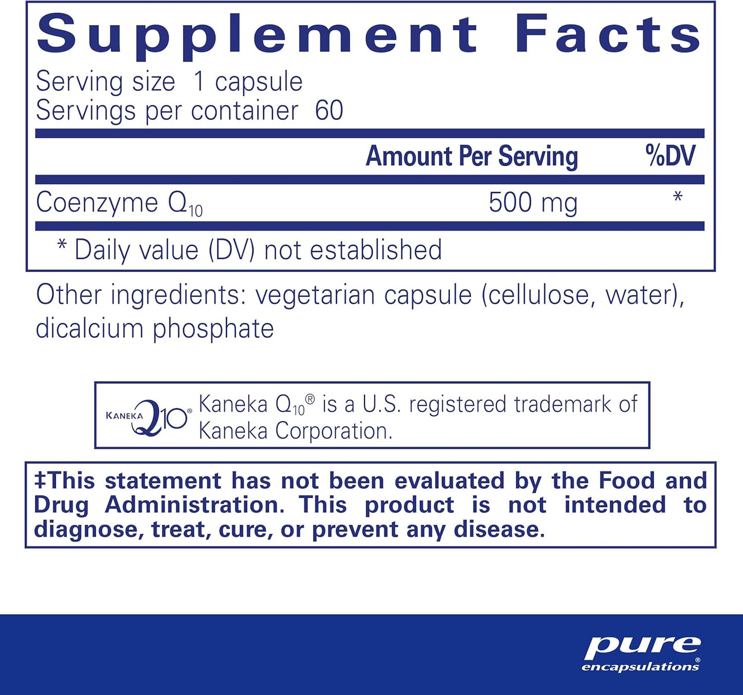 CoQ10 500 mg Supplement for Energy, Antioxidants, Brain Health, Cognition, and Cardio Support - 60 Capsules