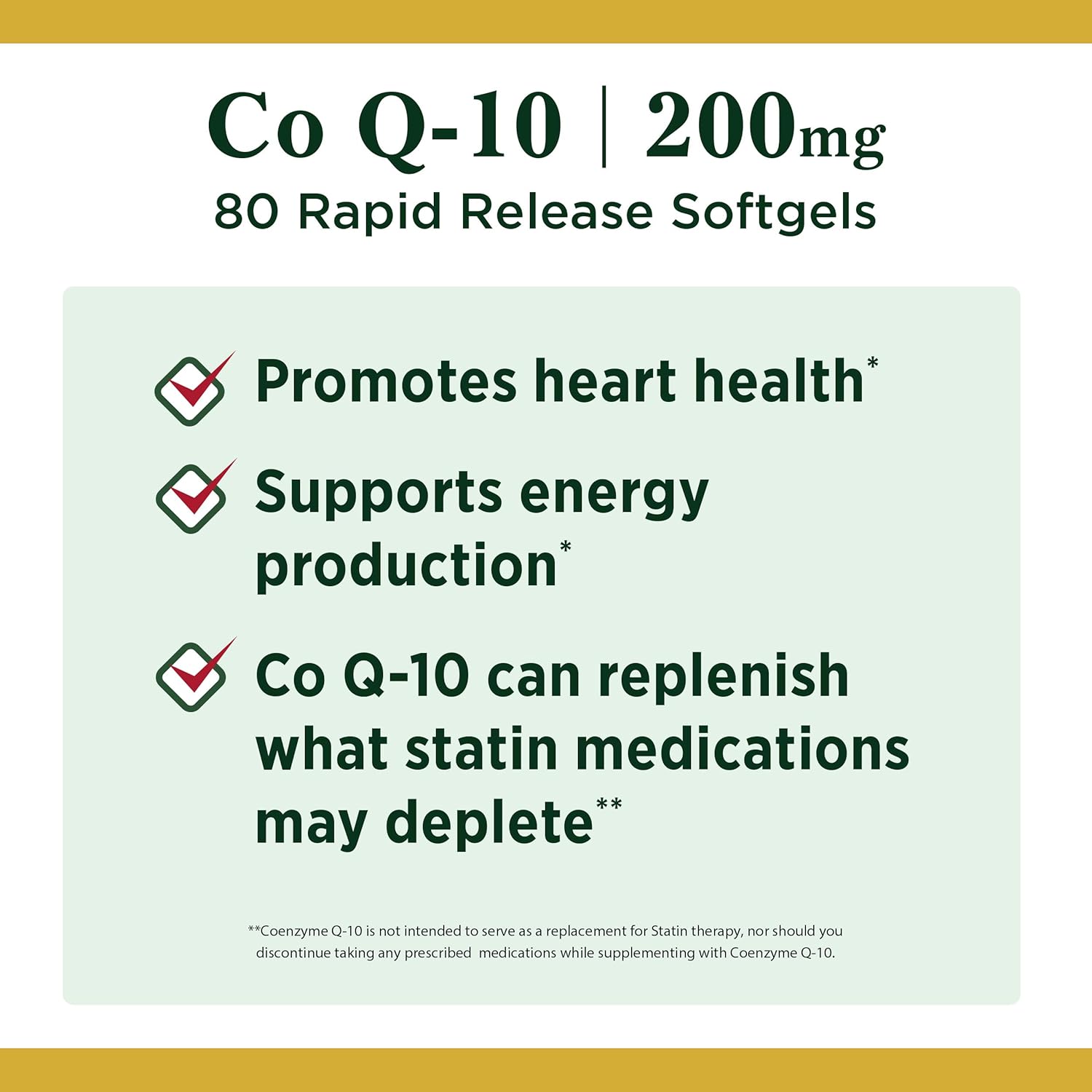 CoQ10 Dietary Supplement for Heart Health - 200mg, 80 Softgels by Nature's Bounty