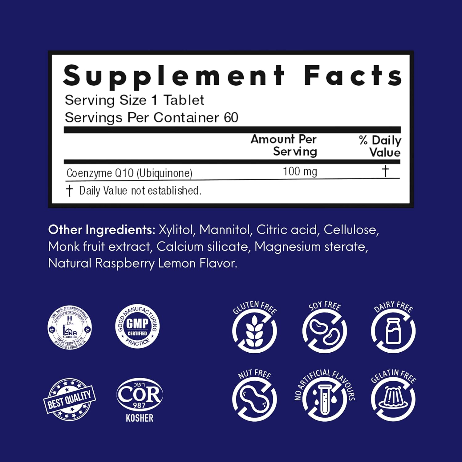 CoQ10 Nutra Meltz 100mg Tablets for Heart Health & Energy - Raspberry Lemon Flavor (60ct)