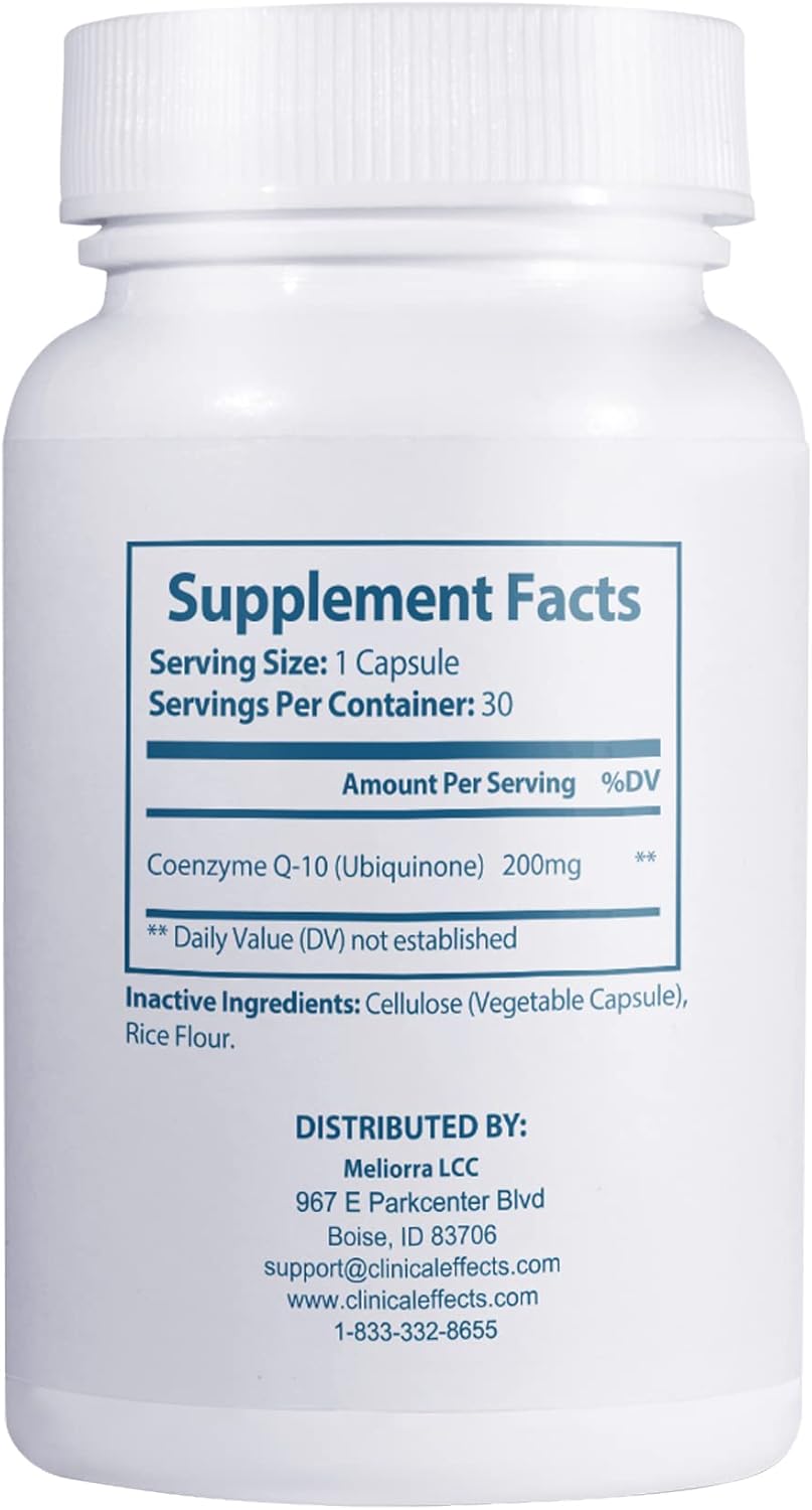 CoQ10 Supplement 200mg - 30 Day Supply - Heart Health, Cognitive Function, Energy - Ubiquinone Antioxidant - Made in USA