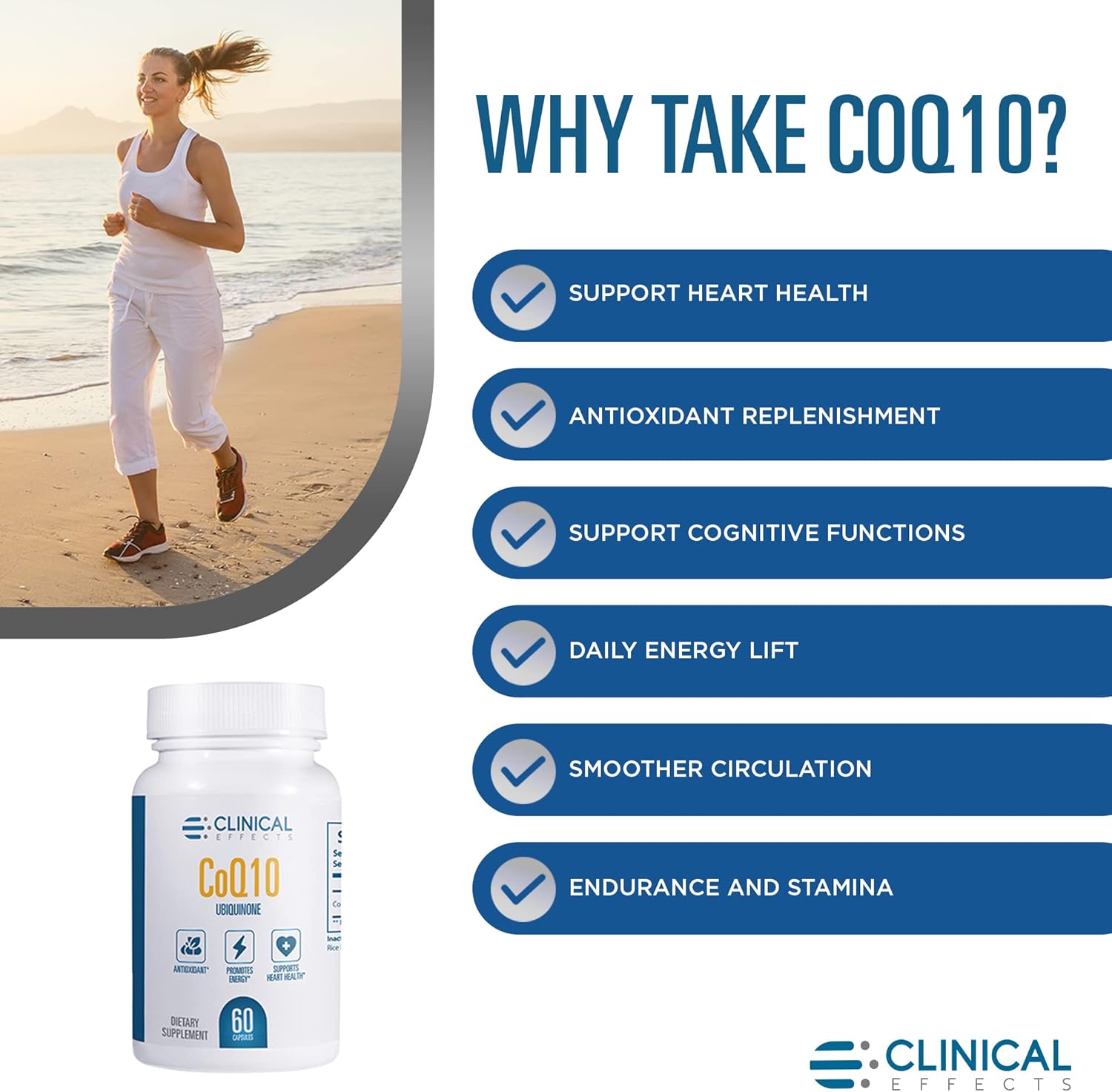 CoQ10 Supplement 200mg - 30 Day Supply - Heart Health, Cognitive Function, Energy - Ubiquinone Antioxidant - Made in USA