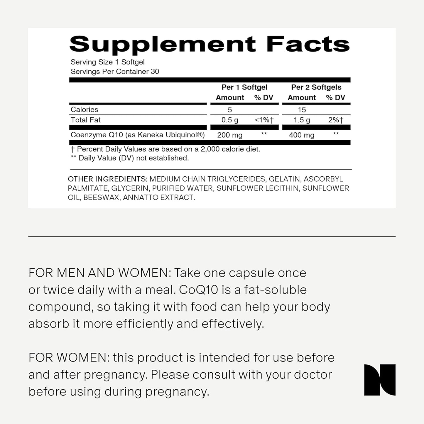 CoQ10 Ubiquinol 200mg Softgels for Enhanced Cellular Energy & Antioxidant Support, Preconception Health Supplement for Women and Men, Non-GMO - 30 Count