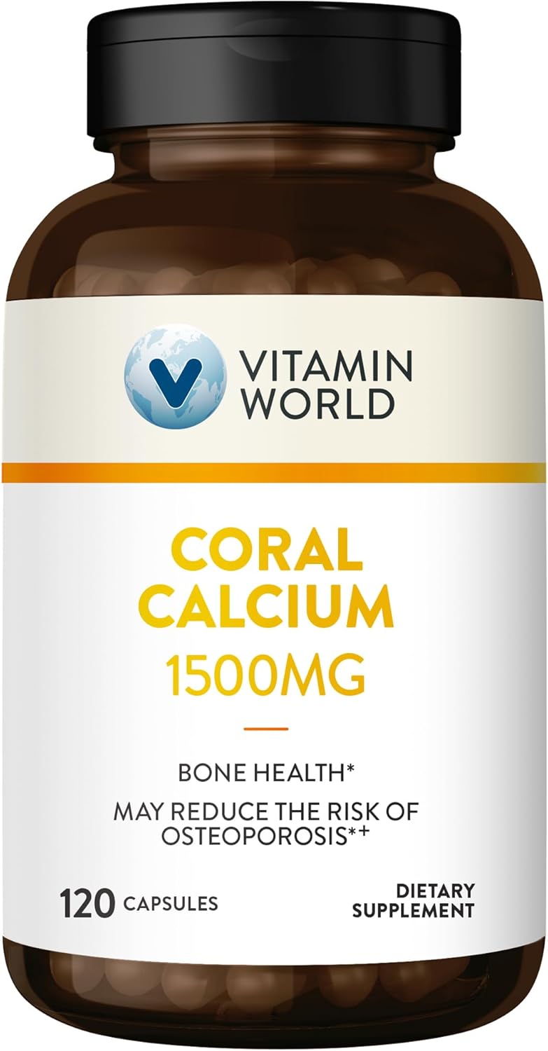 Coral Calcium 1500 mg 120 Capsules Mineral Supplement Rapid Release Gluten Free by Vitamin World