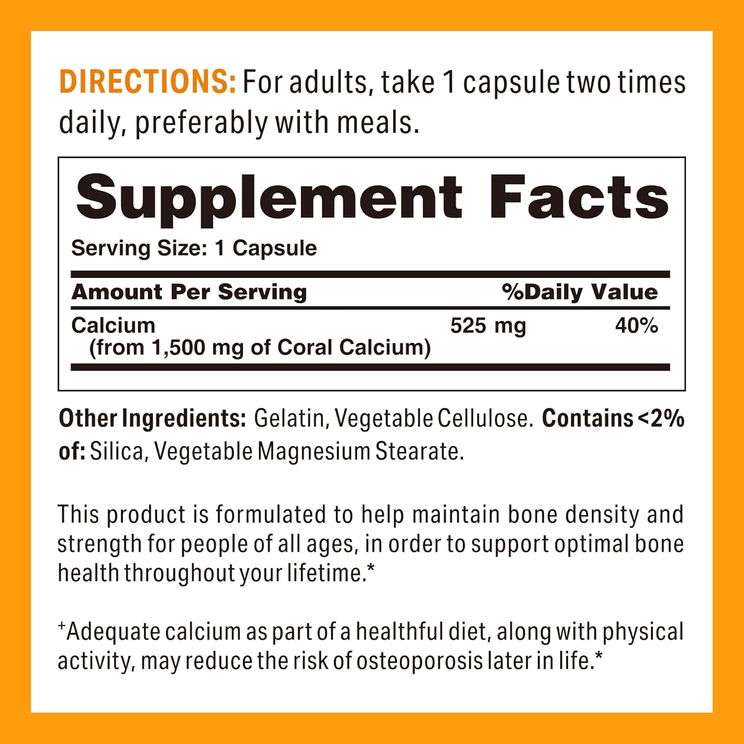 Coral Calcium 1500 mg 120 Capsules Mineral Supplement Rapid Release Gluten Free by Vitamin World