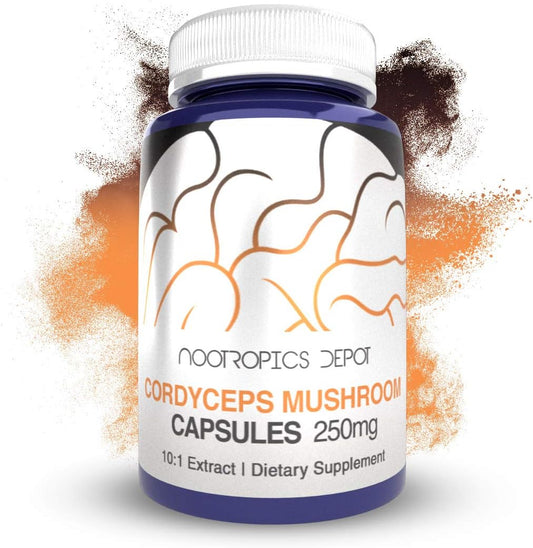 Cordyceps Militaris Capsules | 10:1 Extract | 250mg | 180 Count | Nootropics Depot