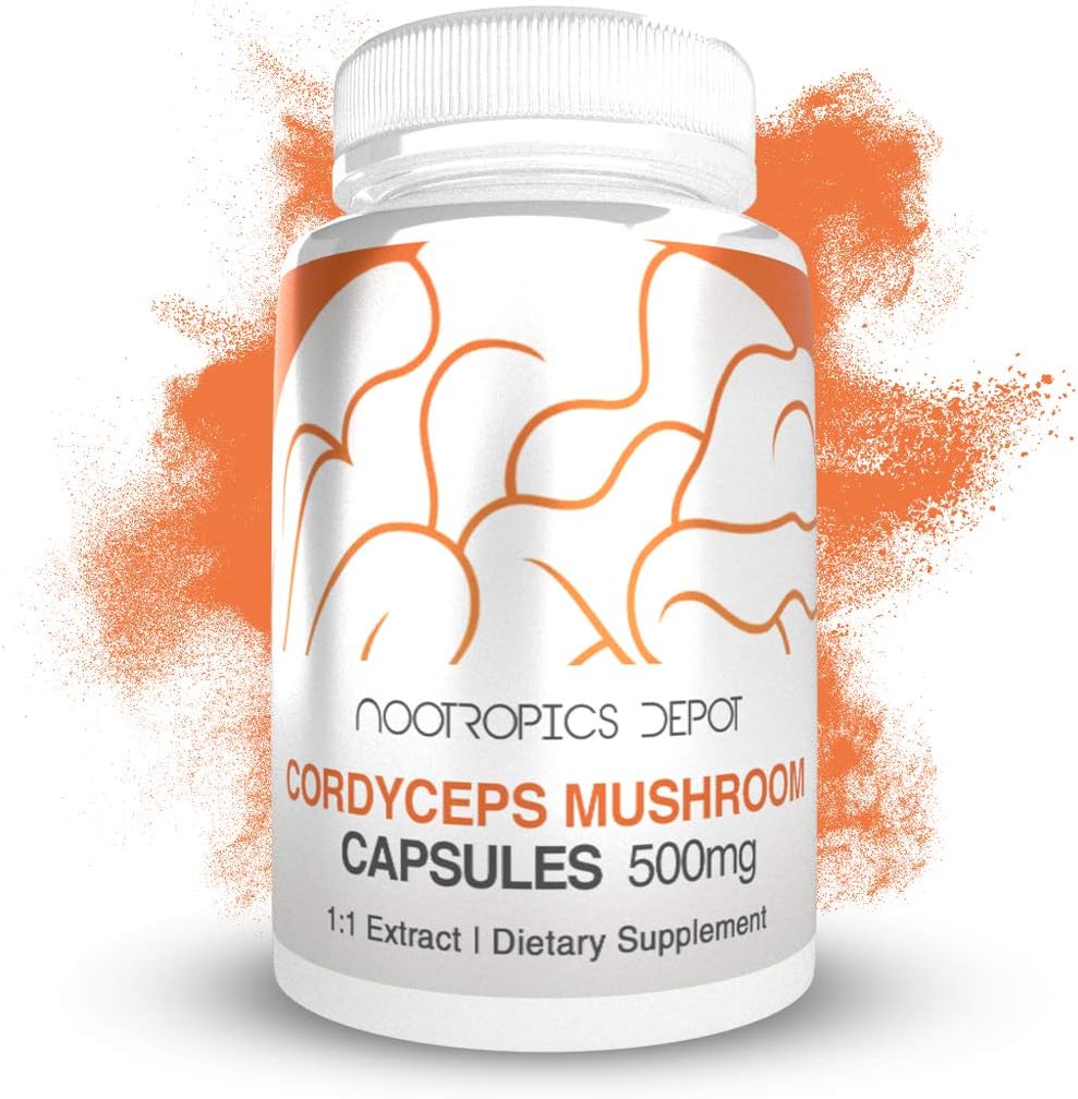 Cordyceps militaris Mushroom Capsules | 500mg | 180 Count | Whole Fruiting Body Supplement | Immune System Support