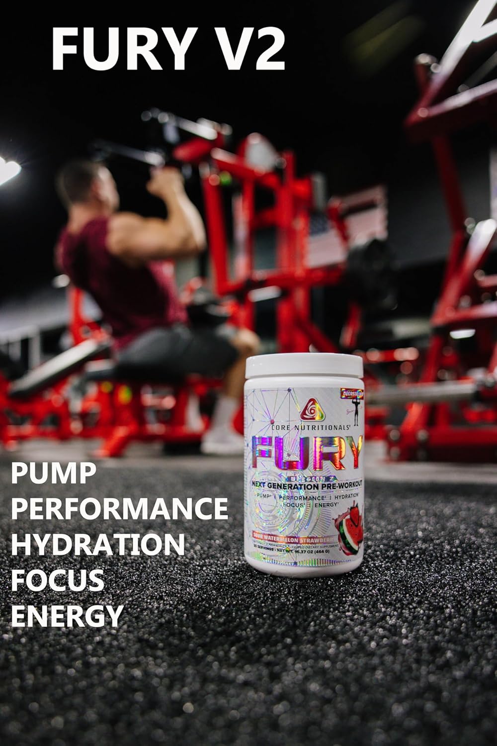 Core Nutritionals Fury V2 Pre-Workout Powder with Zum-XR® Caffeine, L-Citrulline, and Alpha GPC - The Big Crangrapple - 40 Servings