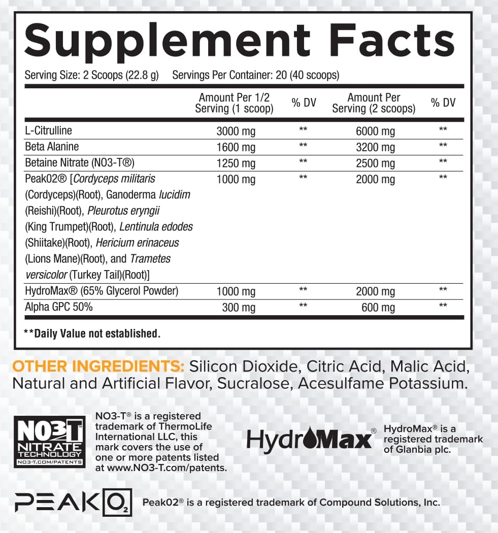 Core Nutritionals Pump Full-Spectrum Non-Stimulant Pre-Workout 20 Servings - Tropic Thunder Flavor - Enhanced with N03T Nitrate, Peak02, and Alpha GPC for Maximum Pump, Strength, and Performance