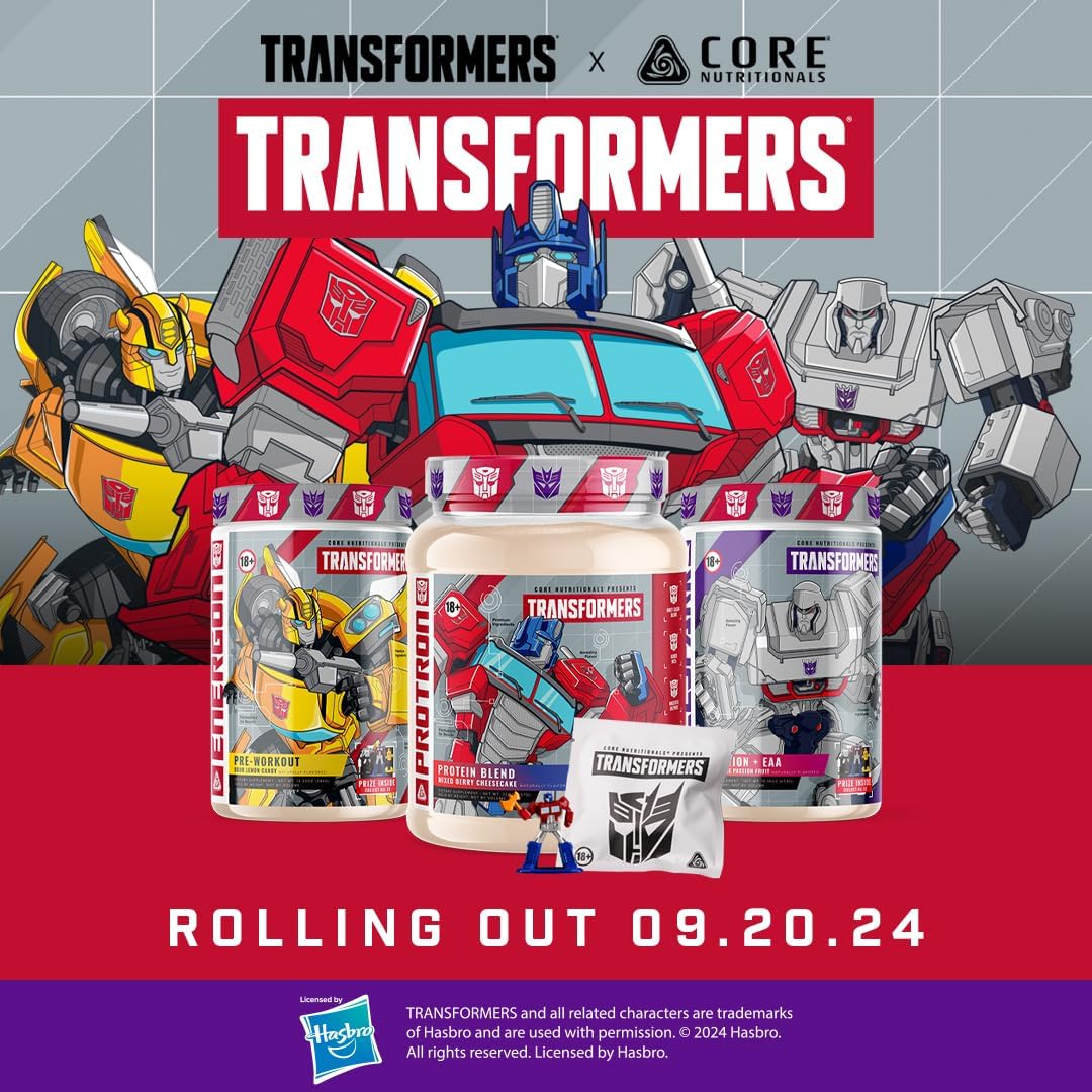 Core Nutritionals Transformers Energon Pre Workout Supplement - Mixed Berry Kiwi Flavor - 20 Servings - Includes Optimus Prime Prize