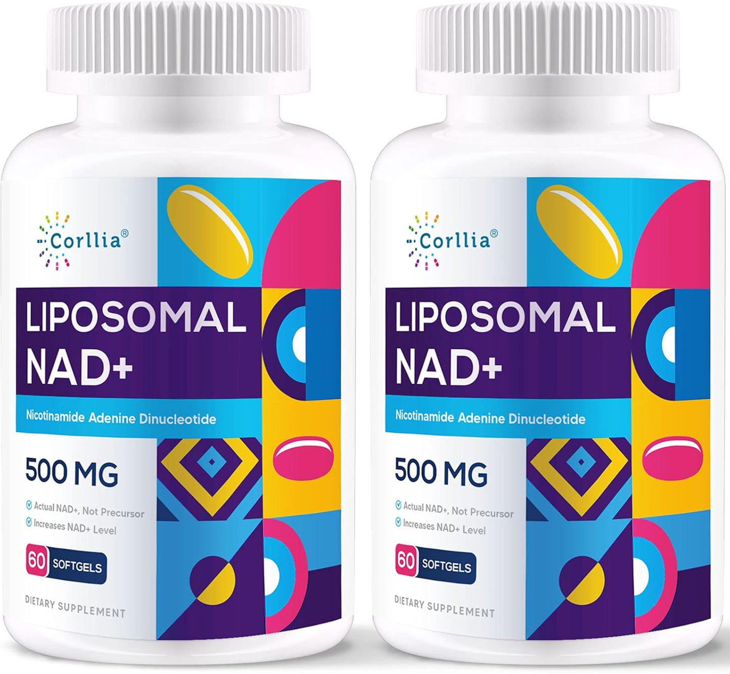 Corllia Liposomal NAD+ 500mg Softgels with TMG 250mg, Nicotinamide Riboside Substitute, Genuine NAD+ Supplement, 120 Servings