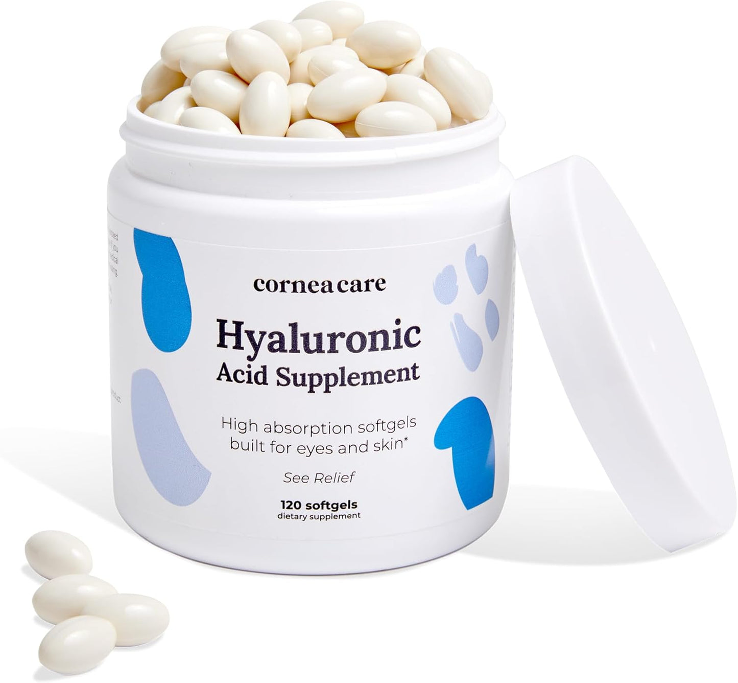 CorneaCare Hyaluronic Acid Softgels for Hydration, Anti Aging, and Eye Health - 120 Tablets