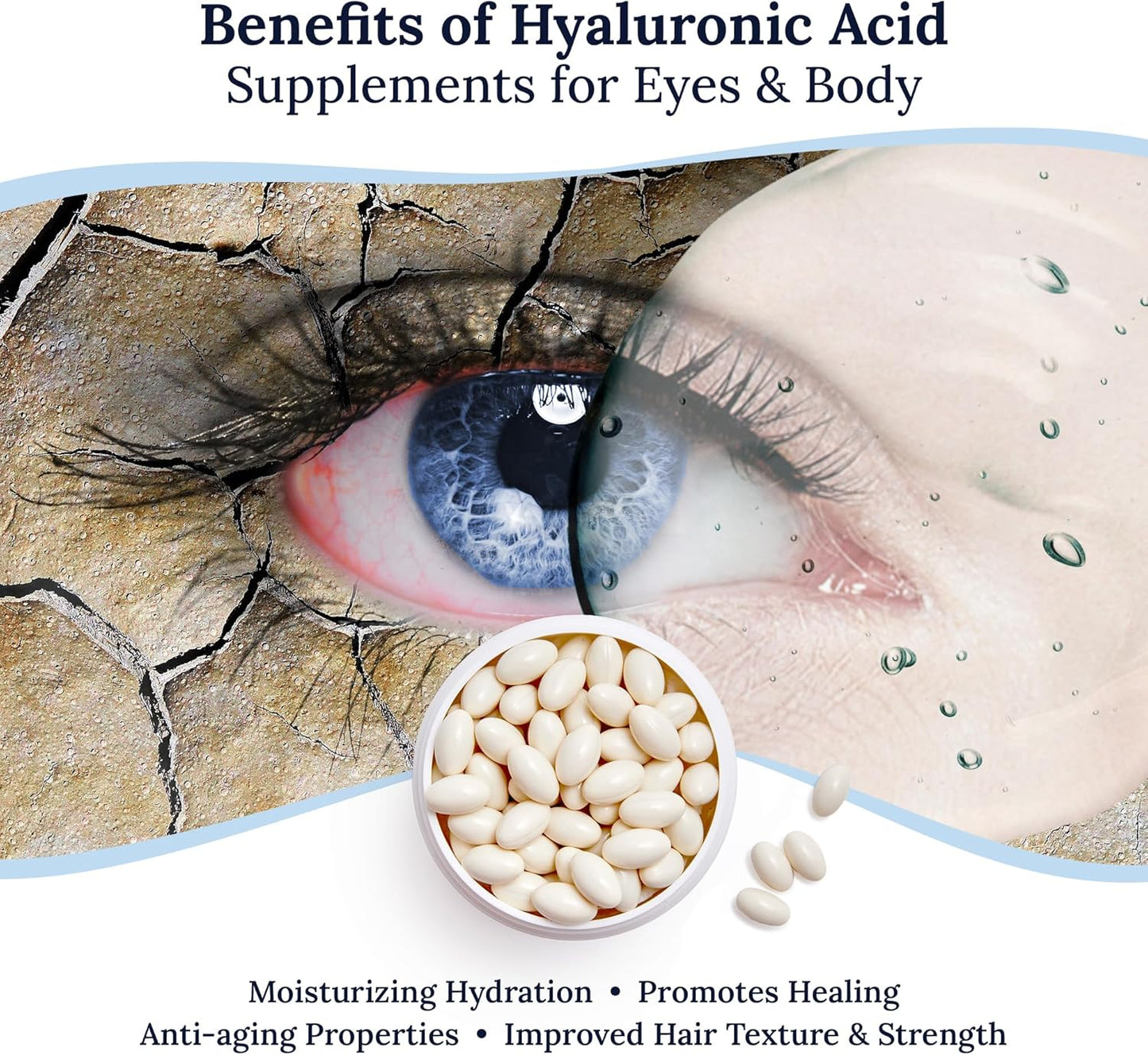 CorneaCare Hyaluronic Acid Softgels for Hydration, Anti Aging, and Eye Health - 120 Tablets