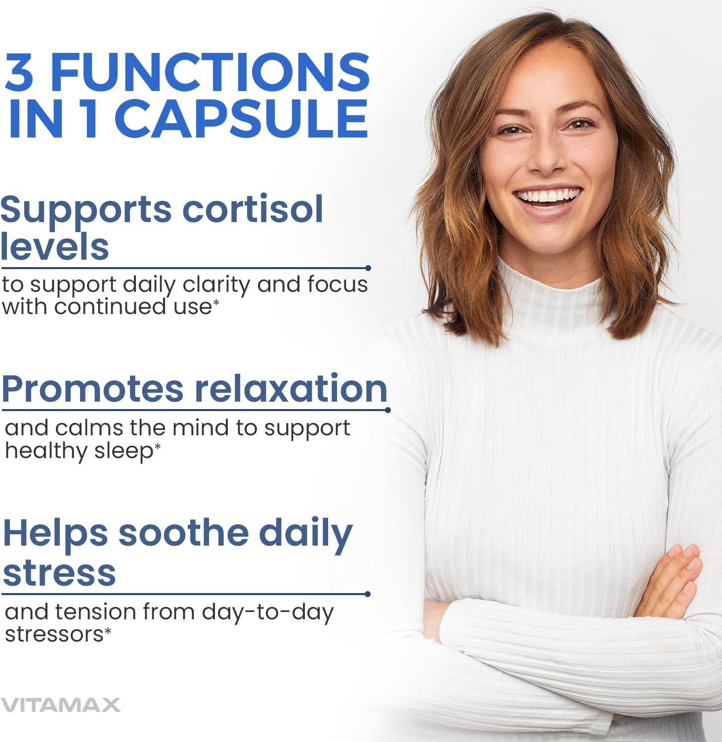 Corti-Calm Stress Relief Supplement with L Theanine, Ashwagandha, GABA, Ginkgo Biloba, Bacopa Monnieri, 5-HTP - 60ct - Non-GMO, Made in USA