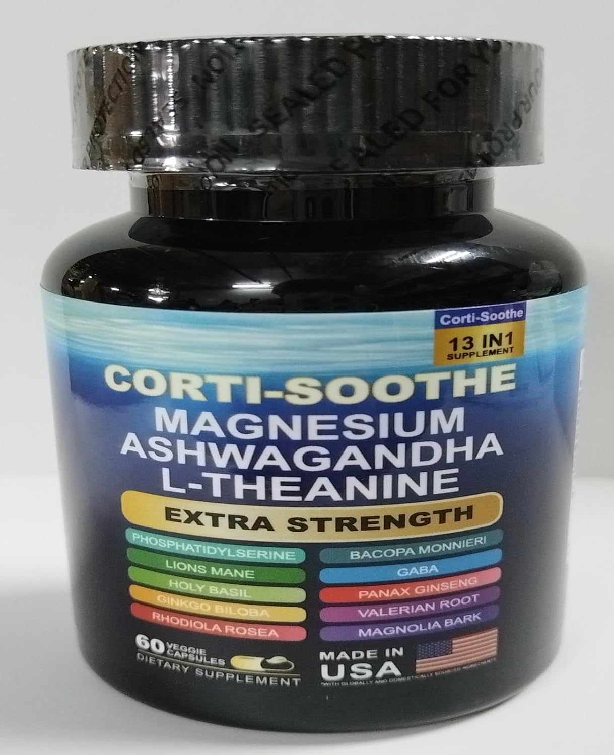 Corti-Soothe Cortisol Manager Supplement with Magnesium, Ashwagandha, and Lions Mane - 60 Capsules
