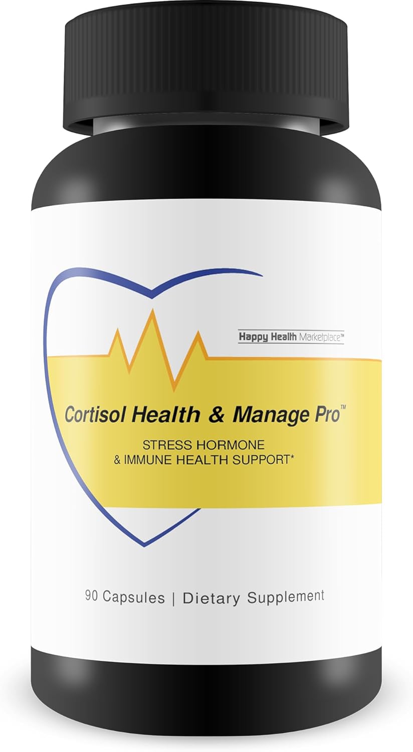 Cortisol Health & Immune Support Supplement - Promotes Healthy Levels & Stress Relief - Vitamin D3, Magnesium, Ginseng, Vitamin C, Zinc - Happy Health Marketplace