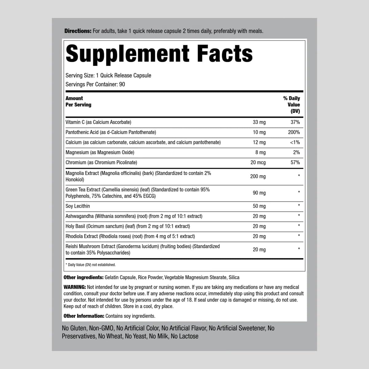 Cortisol Support Manager Capsules - 90 Count, Non-GMO & Gluten Free for Men and Women by Piping Rock