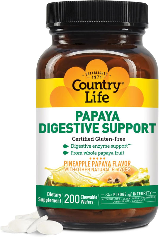Country Life Papaya Enzymes for Digestive Health and Nutrient Absorption - 200 ct