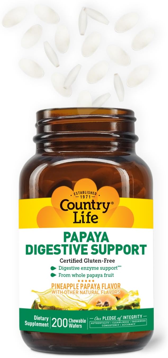 Country Life Papaya Enzymes for Digestive Health and Nutrient Absorption - 200 ct