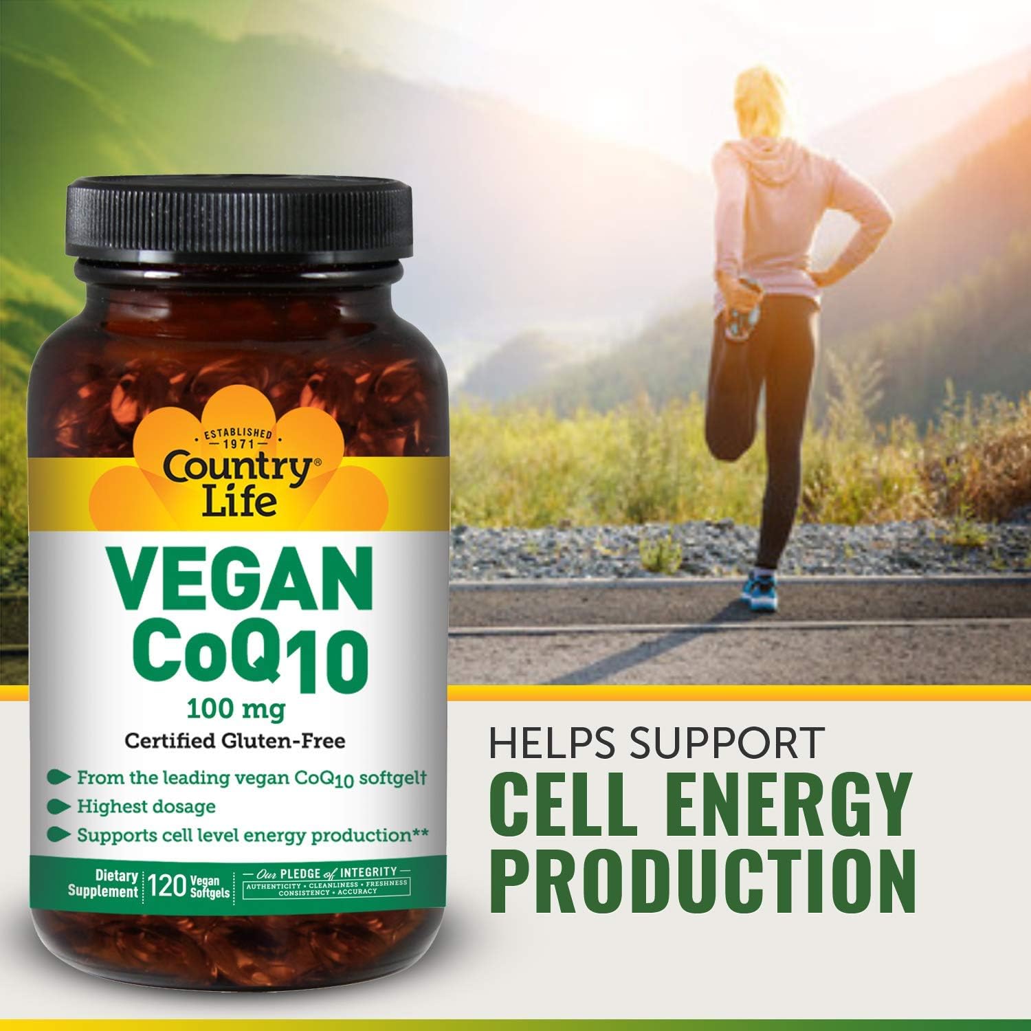 Country Life Simply CoQ10: Heart Function Support, 100mg, 120 Softgels, Gluten-Free, Vegan-Certified