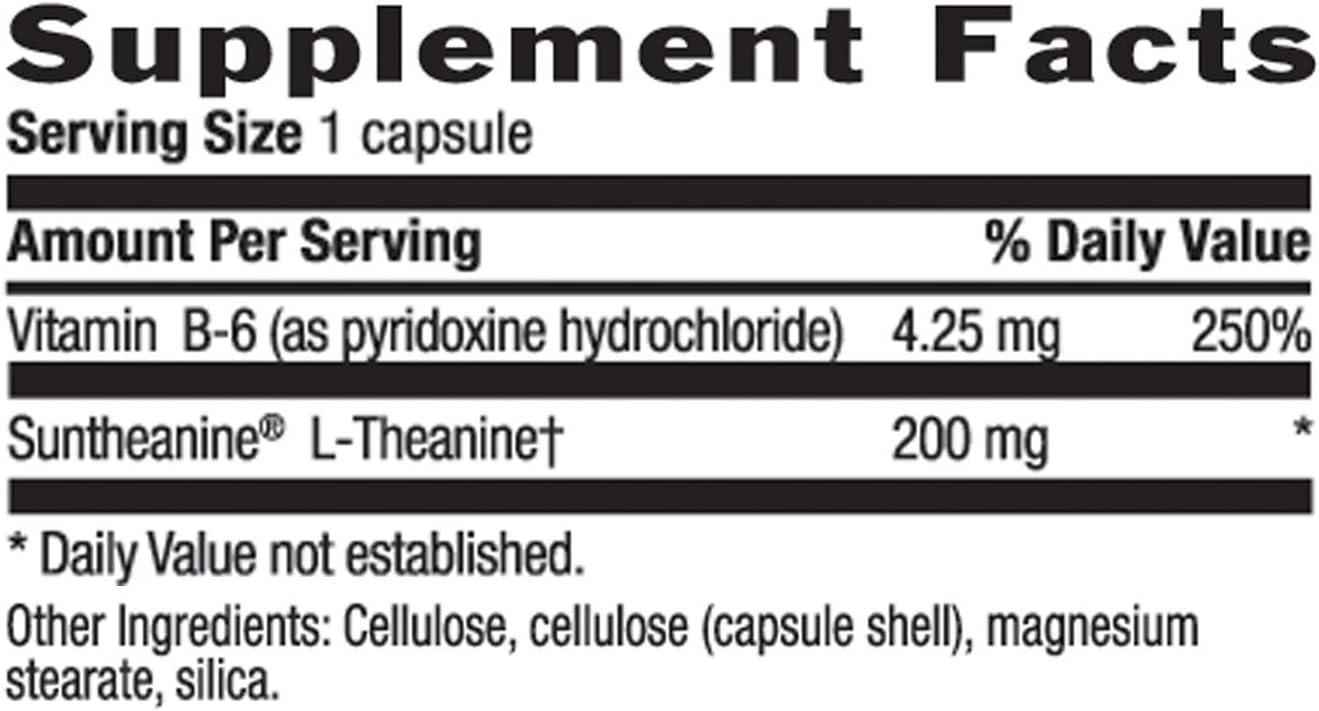 Country Life Suntheanine L-Theanine Capsules for Stress Relief & Relaxation - Gluten-Free Inositol Support - 60 Count