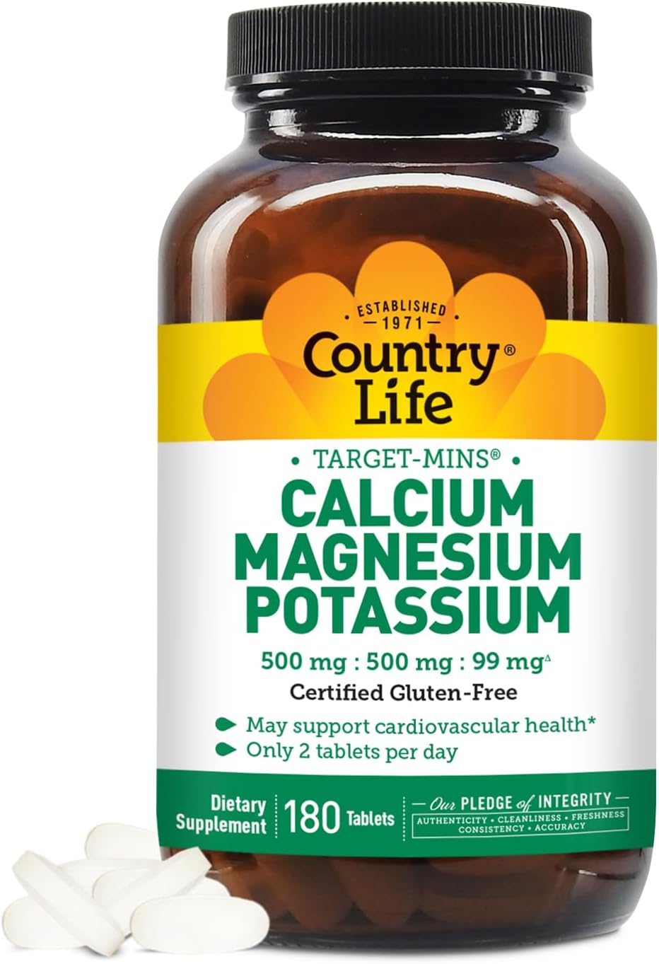 Country Life Target-Mins - Cardiovascular Health Support Supplement with Magnesium, Potassium, Calcium, Amino Acids, Zinc-Free Electrolytes