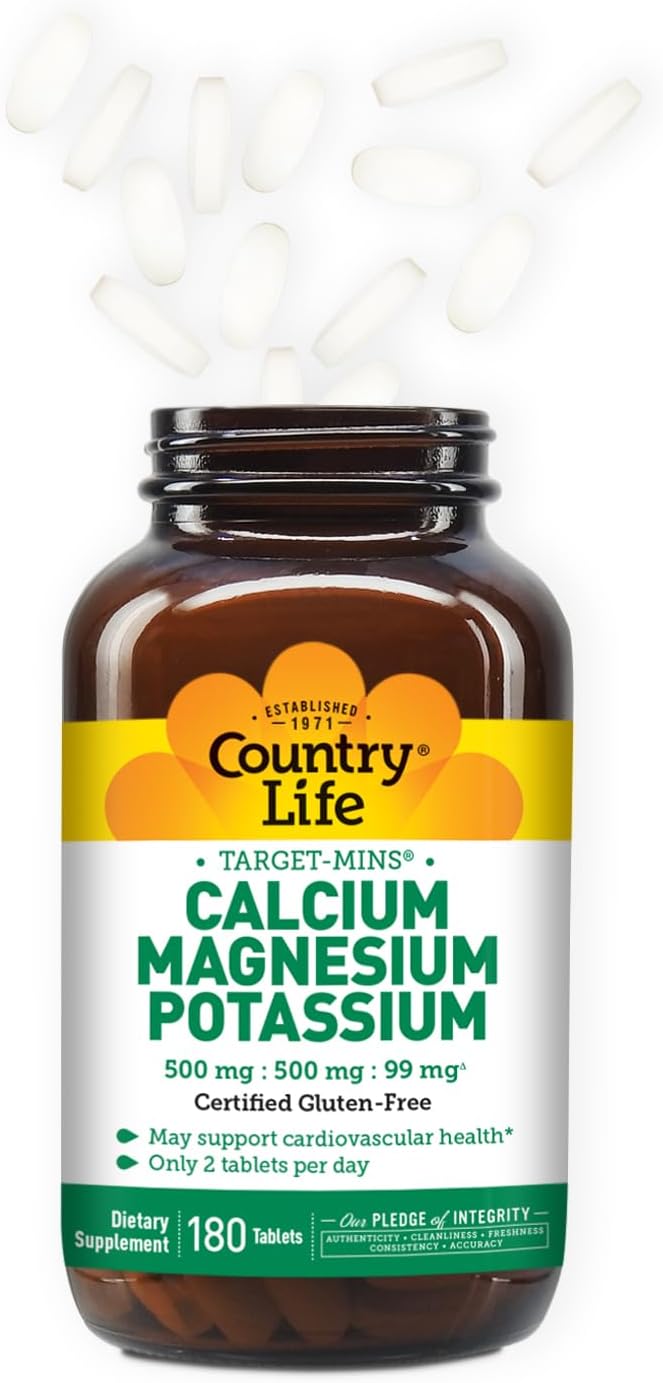 Country Life Target-Mins - Cardiovascular Health Support Supplement with Magnesium, Potassium, Calcium, Amino Acids, Zinc-Free Electrolytes
