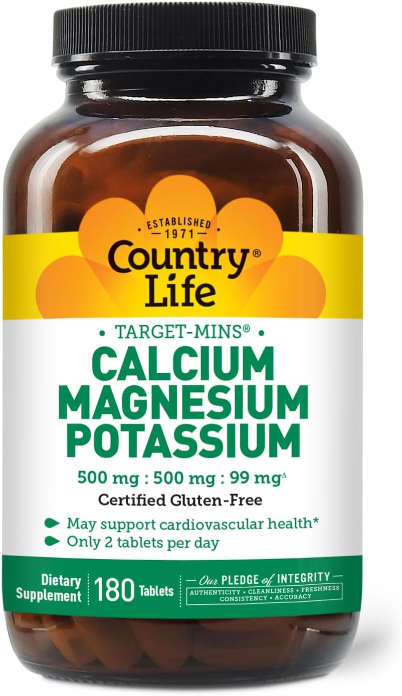 Country Life Target-Mins - Cardiovascular Health Support Supplement with Magnesium, Potassium, Calcium, Amino Acids, Zinc-Free Electrolytes
