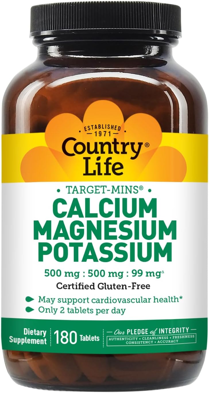 Country Life Target-Mins - Cardiovascular Health Support Supplement with Magnesium, Potassium, Calcium, Amino Acids, Zinc-Free Electrolytes